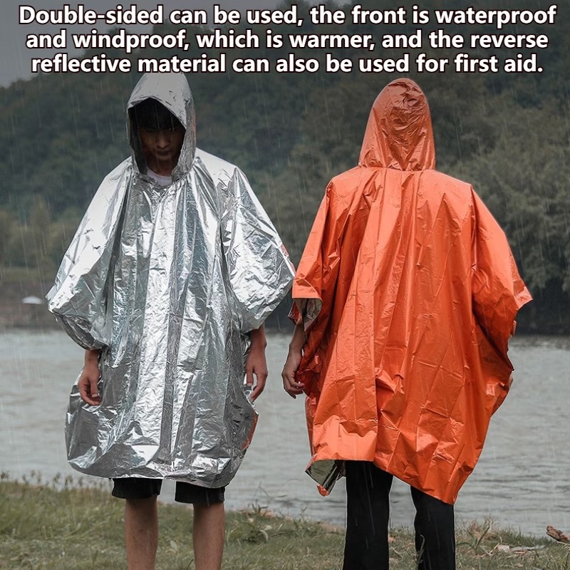 Emergency Poncho Rain - 1-10 шт. Аварийное пончо-покрывало из термофольги
