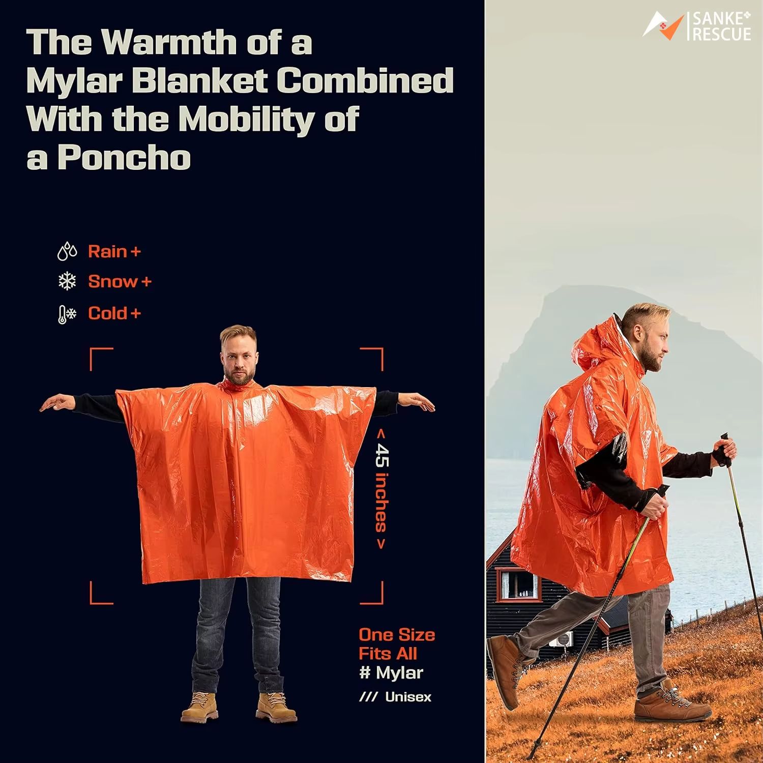 Аварийный дождевой плащ-пончо, – обзор и цена Emergency Poncho Rain