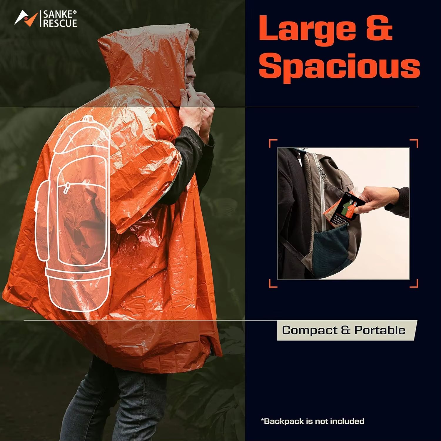 Аварийный дождевой плащ-пончо, – обзор и цена Emergency Poncho Rain